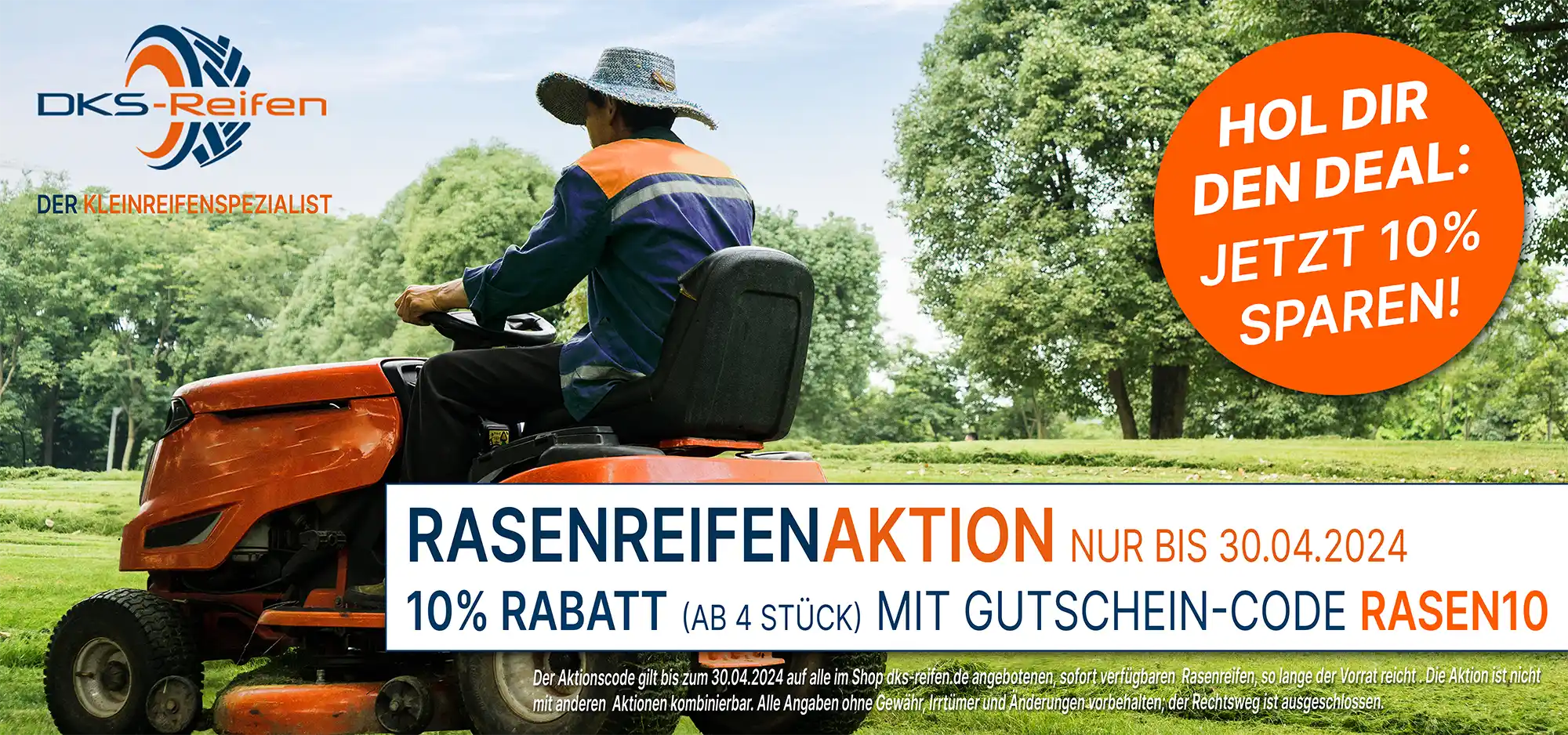 dks-reifen.de 10% Rabattaktion Rasenreifen bis 30.04.2024 ab 4 Stück