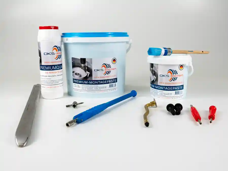 DKS Handel: zu unserem Kompletträdersortiment DKS Handel - Zubehör für die Montage von Reifen: Montagepasten, Montagesprays, Ventielschlüssel, Montiereisen