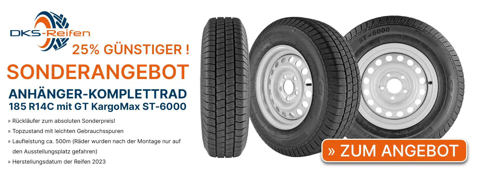 Sonderaktion 25% günstiger Anhängerrad 185 R14C GT KargoMax ST-6000